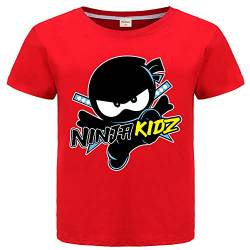 Forlcool Ninja Kidz Kinder T-Shirts Casual Sommer Sport Tops 100% Baumwolle Tee, rot, 5-6 Jahre von Forlcool