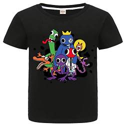 Forlcool Rainbow Jungen Sommer T-Shirt 100% Baumwolle Top Tee YouTube Game Merch, Schwarz , 7-8 Jahre von Forlcool