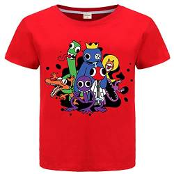 Forlcool Rainbow Jungen Sommer T-Shirt 100% Baumwolle Top Tee YouTube Game Merch, rot, 7-8 Jahre von Forlcool