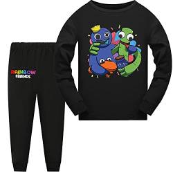 Forlcool Rainbow Merch Pjs Jungen Mädchen Pyjama Set Casual Cartoon Design Nachtwäsche, Schwarz , 9-10 Jahre von Forlcool