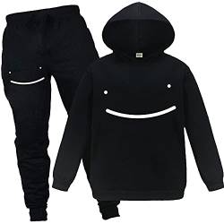 Forlcool Youtube Gamer Dream SMP Smile Jungen Unisex Trainingsanzug Hoodie + Hose 2 Stück Kinder Jungen Mädchen Outwear Hoodies Top Kleidung Set, Schwarz , 11-12 Jahre von Forlcool