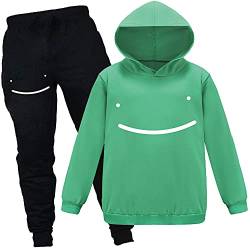 Forlcool Youtube Gamer Dream SMP Smile Jungen Unisex Trainingsanzug Hoodie + Hose 2 Stück Kinder Jungen Mädchen Outwear Hoodies Top Kleidung Set, grün, 12-13 Jahre von Forlcool