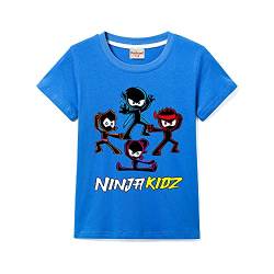 Ninja Kidz Jungen Casual Kurzarm Mädchen T-Shirt 100% Baumwolle Tee für Kinder, marineblau, 7-8 Jahre von Forlcool