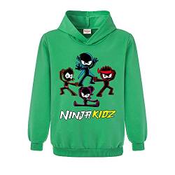Ninja Kidz Jungen Sport Hoodie Kinder Top Mädchen Print Pullover, grün, 12-13 Jahre von Forlcool
