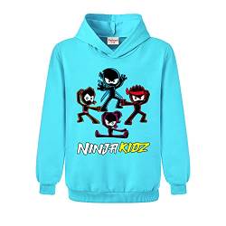 Ninja Kidz Jungen Sport Hoodie Kinder Top Mädchen Print Pullover, hellblau, 12-13 Jahre von Forlcool