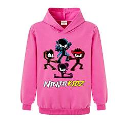 Ninja Kidz Jungen Sport Hoodie Kinder Top Mädchen Print Pullover, rosarot, 134 von Forlcool