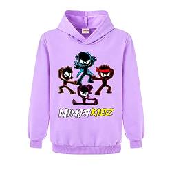Ninja Kidz Jungen Sport Hoodie Kinder Top Mädchen Print Pullover, violett, 134 von Forlcool