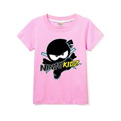 Ninja Kidz Kinder Casual Kurzarm Jungen T-Shirt 100% Baumwolle, rose, 7-8 Jahre von Forlcool