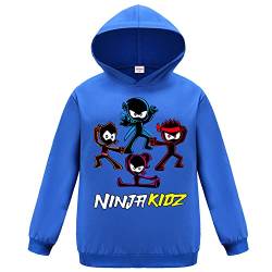 Ninja Kidz Kinder Hoodie Kinder Pullover Sweatshirt Casual Jungen Mädchen Pullover Top, Blue01, 134 von Forlcool