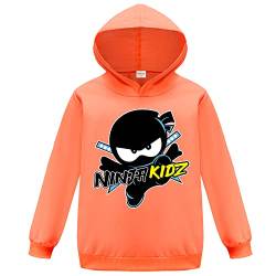 Ninja Kidz Kinder Hoodie Kinder Pullover Sweatshirt Casual Jungen Mädchen Pullover Top, Orange, 7-8 Jahre von Forlcool