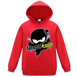 Ninja Kidz Kinder Hoodie Kinder Pullover Sweatshirt Casual Jungen Mädchen Pullover Top, rot, 7-8 Jahre von Forlcool