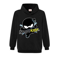 Ninja Kidz Kinder Sport Hoodie Mädchen Print Pullover Jungen Top, Schwarz , 9-10 Jahre von Forlcool