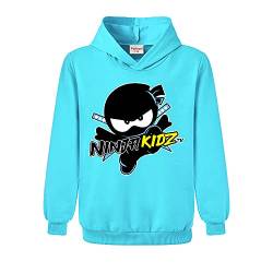 Ninja Kidz Kinder Sport Hoodie Mädchen Print Pullover Jungen Top, hellblau, 7-8 Jahre von Forlcool