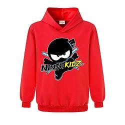 Ninja Kidz Kinder Sport Hoodie Mädchen Print Pullover Jungen Top, rot, 7-8 Jahre von Forlcool