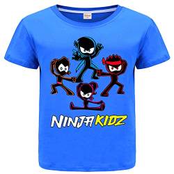 Ninja Kidz Kinder T-Shirts Casual Sommer Sport Tops 100% Baumwolle Tee, Blue01, 5-6 Jahre von Forlcool
