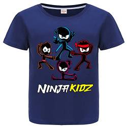 Ninja Kidz Kinder T-Shirts Casual Sommer Sport Tops 100% Baumwolle Tee, Marineblau., 5-6 Jahre von Forlcool