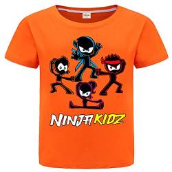 Ninja Kidz Kinder T-Shirts Casual Sommer Sport Tops 100% Baumwolle Tee, Orange01, 9-10 Jahre von Forlcool