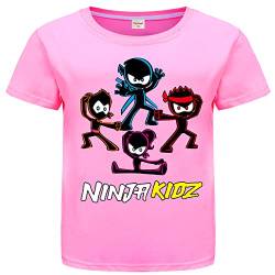 Ninja Kidz Kinder T-Shirts Casual Sommer Sport Tops 100% Baumwolle Tee, Pink01, 5-6 Jahre von Forlcool