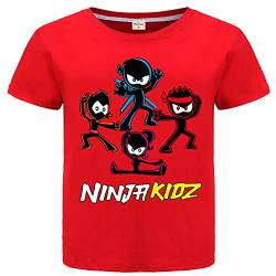 Ninja Kidz Kinder T-Shirts Casual Sommer Sport Tops 100% Baumwolle Tee, Red01, 9-10 Jahre von Forlcool