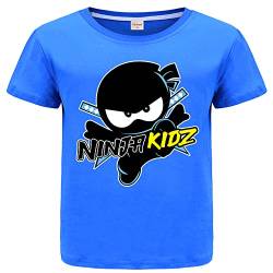 Ninja Kidz Kinder T-Shirts Casual Sommer Sport Tops 100% Baumwolle Tee, blau, 7-8 Jahre von Forlcool