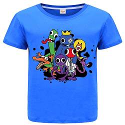 Rainbow Friends Jungen Sommer T-Shirt 100% Baumwolle Top Tee YouTube Game Merch, blau, 7-8 Jahre von Forlcool
