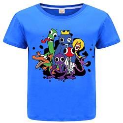 Rainbow Friends Jungen Sommer T-Shirt 100% Baumwolle Top Tee YouTube Game Merch, blau, 9-10 Jahre von Forlcool