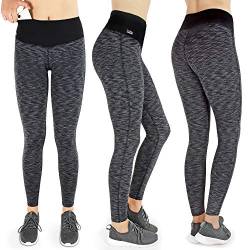 Formbelt Damen Laufhose XL mit Handytasche lang Sport Leggins high Waist Leggings Melange dunkel grau Lauftights für Damen Smartphone Handy (schwarz-grau, XL) von Formbelt