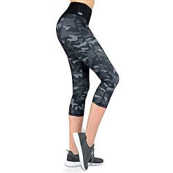 Formbelt Sport Leggings Damen 3/4 mit Hüfttasche für Handy | Laufhose Capri Dreiviertel 3 4 | Fitness Sport Tights Yoga Hose Sporthose Jogging Bunt Farbig Camouflage XS von Formbelt