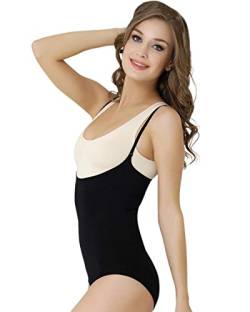 Formeasy Damen Shapewear Formwäsche mit eigenem BH tragen,Miederbody Body Shaper Bodyformer, stark Formende Unterwäsche mit Bauchweg Effekt - Taillenformer (M, Schwarz) von Formeasy