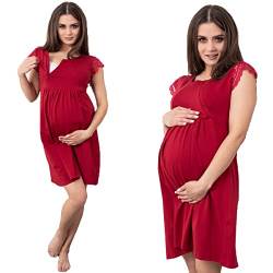 Formommy - Schwangerschaftliches Nachthemd mit Bella Spitze hergestellt in EU (Bordowy,3XL) von Formommy