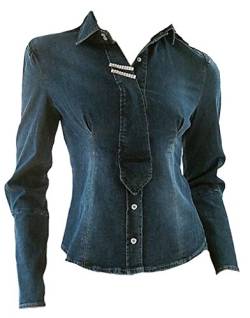 Fornarina Damen Jeans Jacke Blau Model Blizzy Cowgirl Stretch Strass Bluse Hemd 40 M von Fornarina