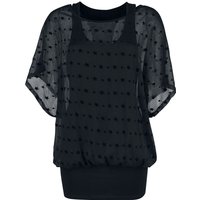 Forplay - Gothic T-Shirt - Double Layer Stars Tee - S bis 4XL - für Damen - Größe L - schwarz von Forplay