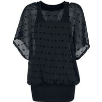 Forplay - Gothic T-Shirt - Double Layer Stars Tee - S bis 4XL - für Damen - Größe M - schwarz von Forplay