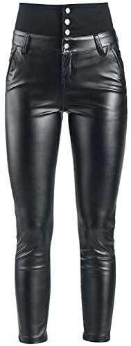 Forplay High Waist Leather Immitation Trousers Frauen Kunstlederhose schwarz W36L34 von Forplay