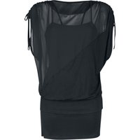 Forplay T-Shirt - 2 in 1 Side Sleeve Chiffon Dress - XS bis XXL - für Damen - Größe L - schwarz von Forplay