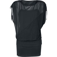 Forplay T-Shirt - 2 in 1 Side Sleeve Chiffon Dress - XS bis XXL - für Damen - Größe XXL - schwarz von Forplay