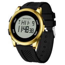 Forrader Digitale Herren-Armbanduhr, wasserdicht, Militäruhr, taktisch, Sport, minimalistisch, ultradünn, Gold / Weiß von Forrader