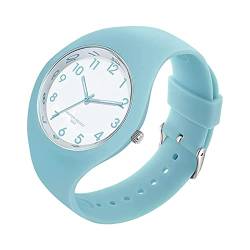 Forrader Uhr mit Silikonband für Damen und Mädchen, großes Zifferblatt, wasserdicht, sportlich, modisch, lässig, einfach, Quarz-Analog-Uhren, blau von Forrader