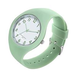 Forrader Uhr mit Silikonband für Damen und Mädchen, großes Zifferblatt, wasserdicht, sportlich, modisch, lässig, einfach, Quarz-Analog-Uhren, grün von Forrader