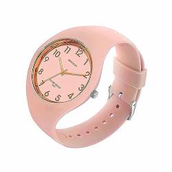 Forrader Uhr mit Silikonband für Damen und Mädchen, großes Zifferblatt, wasserdicht, sportlich, modisch, lässig, einfach, Quarz-Analog-Uhren, rose von Forrader