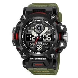 Herren Militär Uhr Outdoor LED Digital Uhr Wasserdicht Taktische Armee Armbanduhr Mode Sport Uhren Geschenk für Männer, armee-grün von Forrader