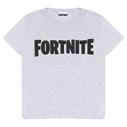 Fortnite Text Logo T Shirt, Kinder, 128-182, Heather Grey., Offizielle Handelsware von Fortnite