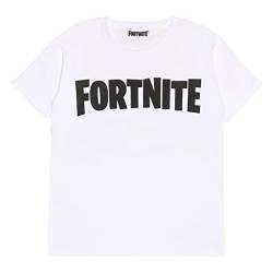 Fortnite Text Logo T Shirt, Kinder, 128-182, Weiß, Offizielle Handelsware von Fortnite