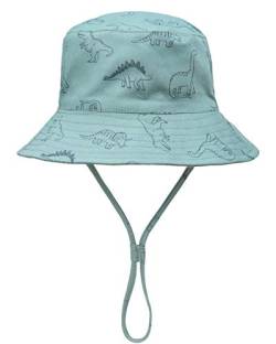 Foruhoo Baby Sonnenhut Kinder Hut, Sommerhut Mütze for Jungen Mädchen mit Verstellbar Kordelzug (48, Dinosaurier Grün) von Foruhoo