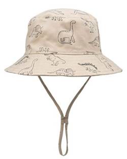 Foruhoo Baby Sonnenhut Kinder Hut, Sommerhut Mütze for Jungen Mädchen mit Verstellbar Kordelzug (50, Dinosaurier Khaki) von Foruhoo