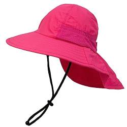 Foruhoo Sonnenhut Jungen Mädchen mit Nackenschutz, Mütze UV Schutz 50+ Schnelltrocknender(#3 Rose,50) von Foruhoo