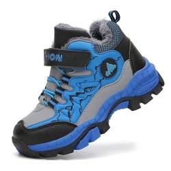 Foryo Winterschuhe Jungen Wanderschuhe Schneestiefel Jungen Trekkingschuhe Kinder Warm Wanderstiefel für Warme Gefütterte Winterstiefel Outdoor Baumwollschuhe Blau 35EU von Foryo