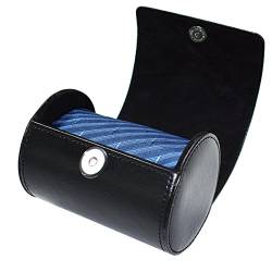 Fosinz Krawatten Box PU Leder Zylinder Form Krawattenetui für Männer-3.1"x4.3" schwarz von Fosinz