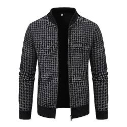 Lammfell Mantel Herren Modisches, farblich passendes großes Baumwoll-Cardigan-Strickhemd für Herren Winterjacke Herren 44 Gelb (Black, L) von Fossean