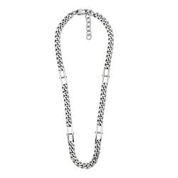 FOSSIL Halskette Für Männer Heritage, Länge: 457mm+50mm, Breite: 8mm Silberne Edelstahl Halskette, JF04356040 von Fossil